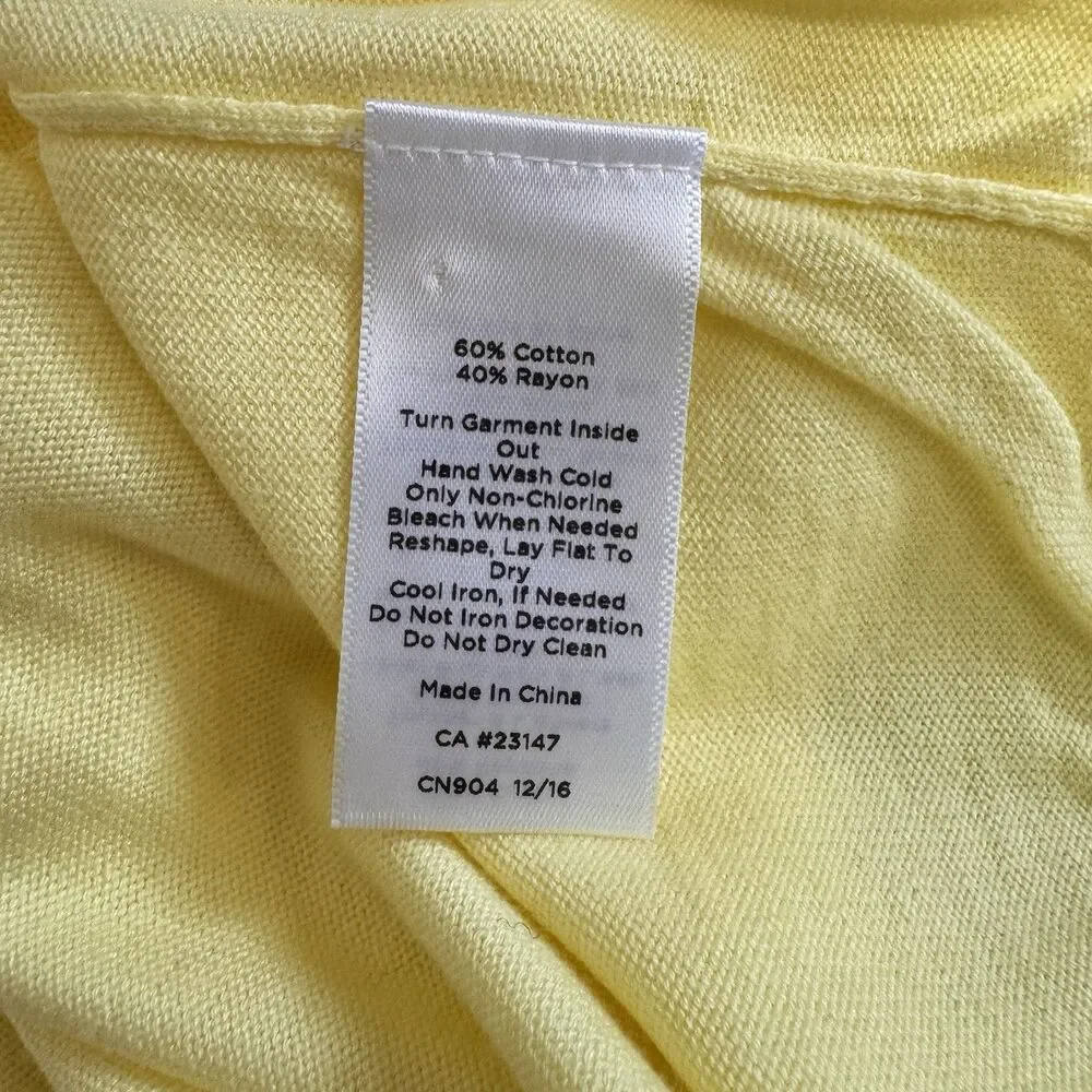 Talbots Sweater XL Yellow Pineapples Sequins Cotton Knit Stretch Crewneck - Picture 7 of 8